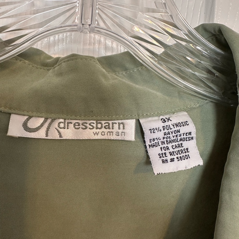 dressbarn Olive Green Button-Up Blouse - Picture 4 of 4
